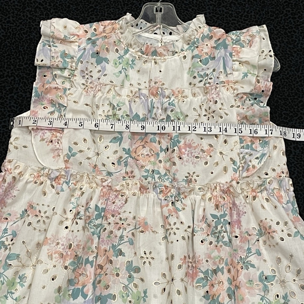 Kim Floral Top Tiered Cottagecore Boho Peasant Medium Ruffles Short Sleeve - Picture 6 of 8